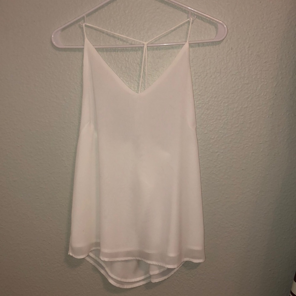 White crisscross back tank top